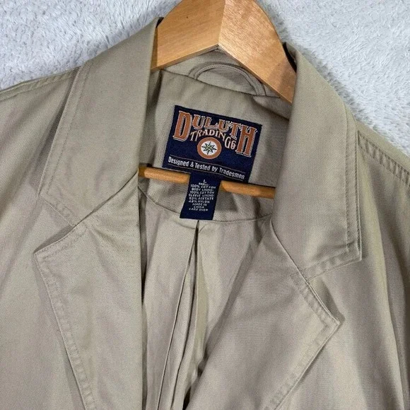 Duluth Trading Co Men's Large Chore Jacket Work Blazer Khaki Beige Elbow Patches - Picture 2 of 11